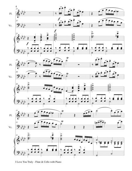 I LOVE YOU TRULY (Trio for Flute, Cello and Piano with Score and Parts) image number null