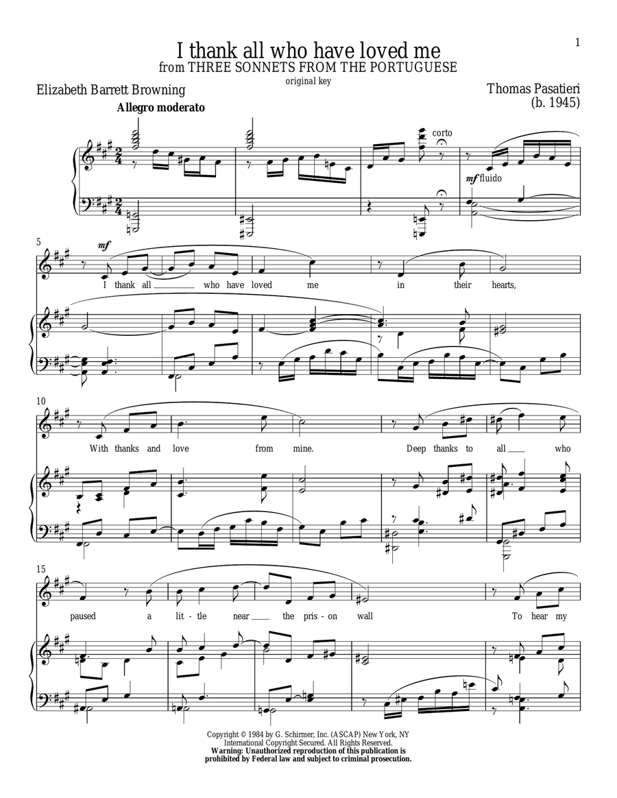 I Thank All Who Have Loved Me Piano, Vocal scores gallery preview page 1