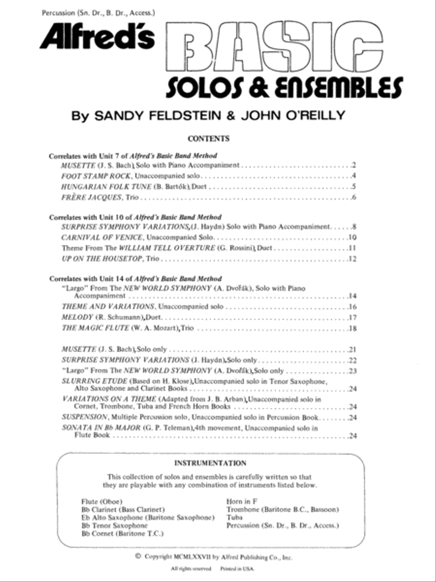 Alfred's Basic Solos and Ensembles, Book 1 Concert Band Methods scores gallery preview page 2