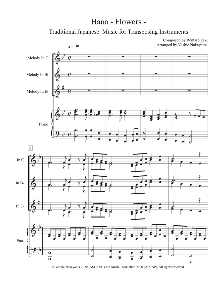 Hana & Yuyake Koyake - Traditional Japanese Music for Transposing Instruments image number null