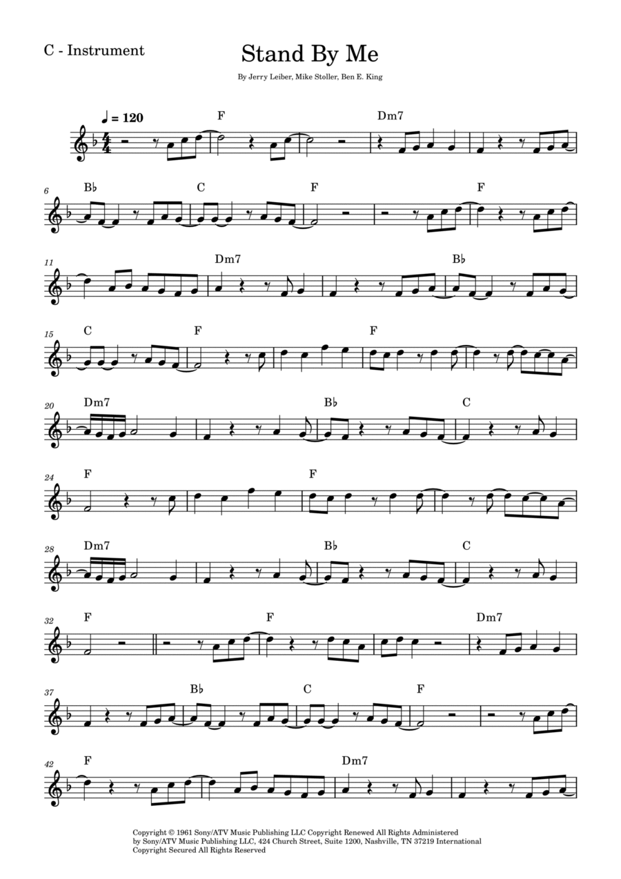 Stand By Me Piano, Vocal scores gallery preview page 1