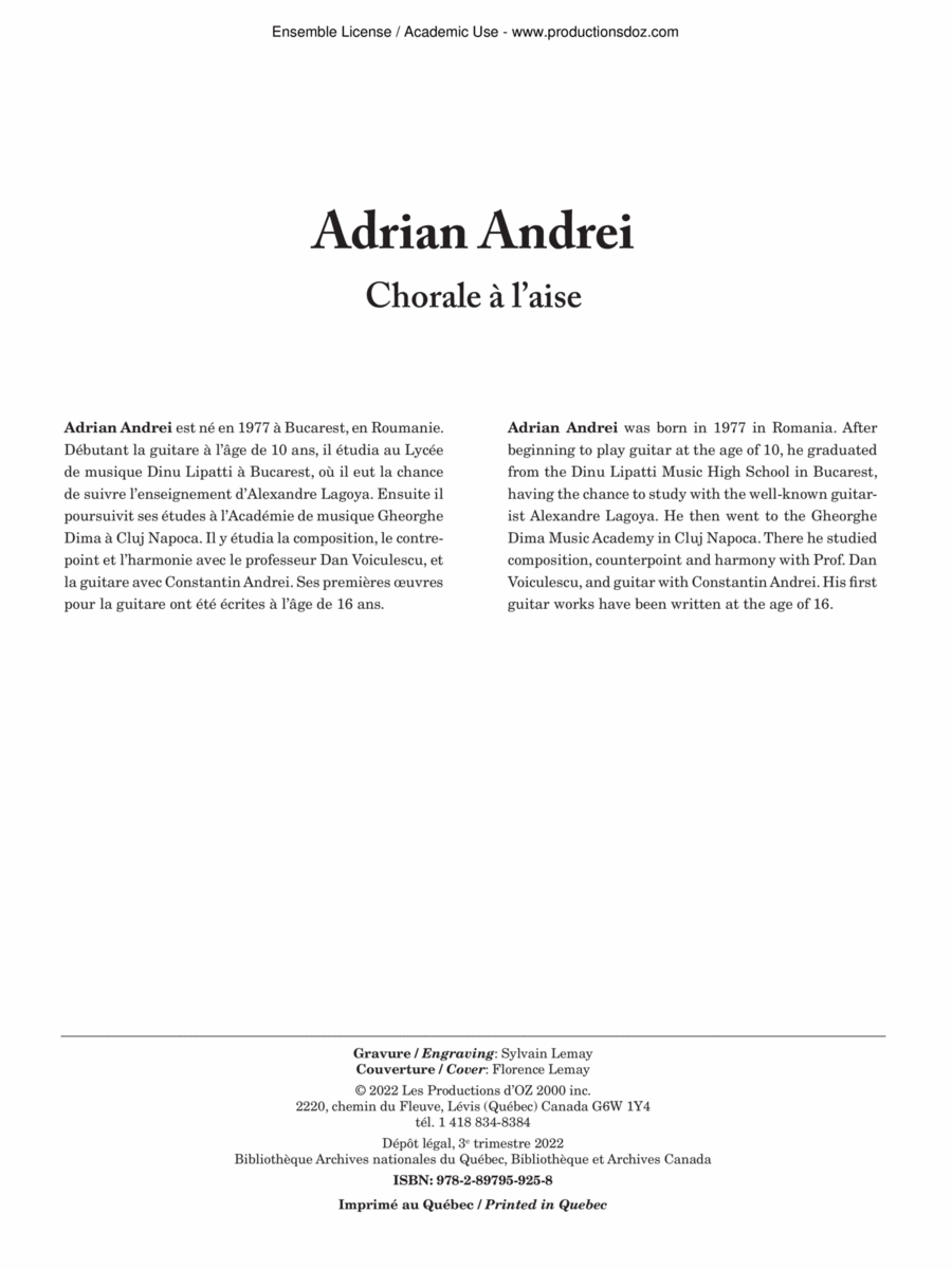 Chorale à l'aise Chorale à l'aise Guitar Ensemble scores gallery preview page 1