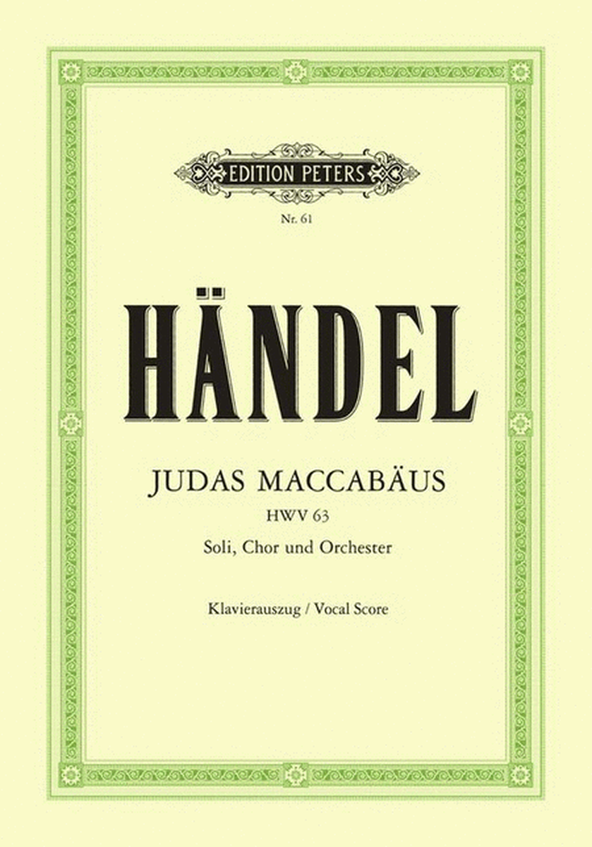 Handel - Judas Maccabeus Hwv 63 Vocal Score German