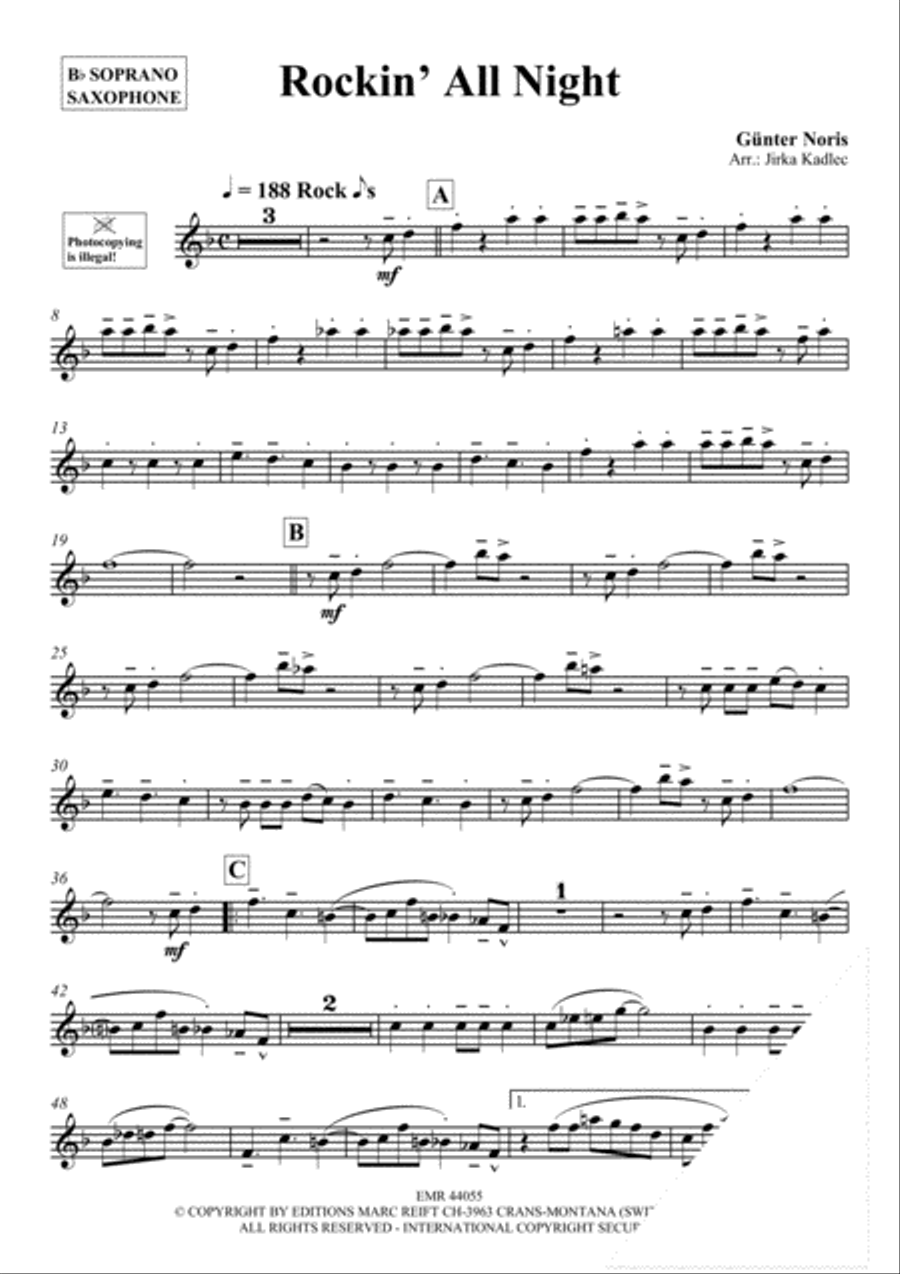 Rockin' All Night Soprano Saxophone scores gallery preview page 3