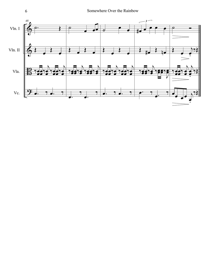Over The Rainbow (from The Wizard Of Oz) String Quartet scores gallery preview page 6