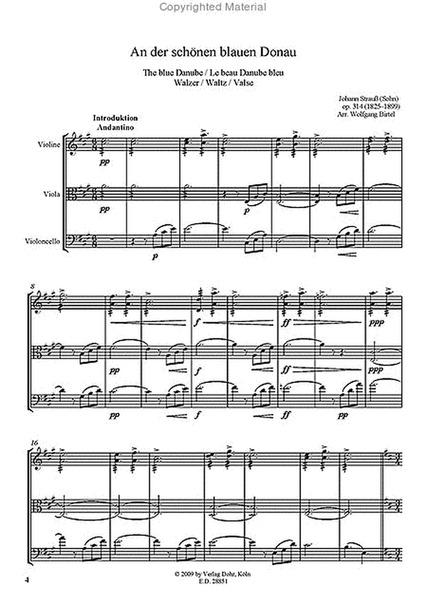 An der schönen blauen Donau op. 314 -Walzer- (für Streichtrio)