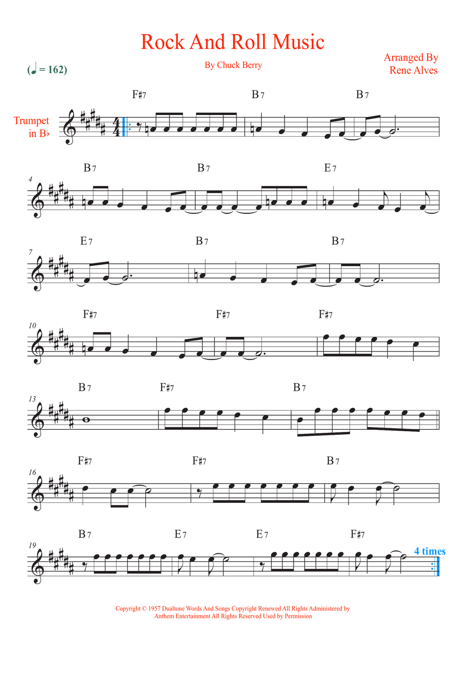 Rock And Roll Music Rock And Roll Music B-Flat Trumpet scores gallery preview page 1