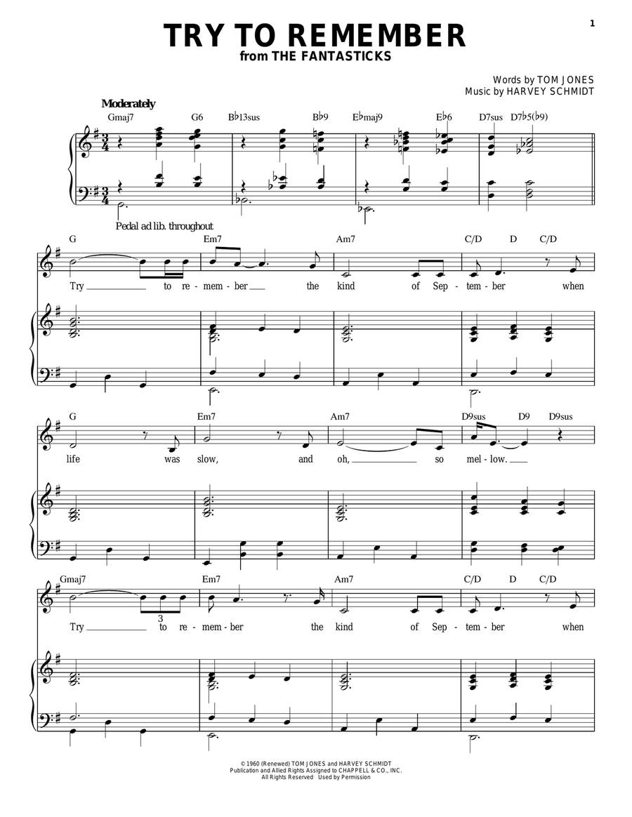 Try To Remember Try To Remember Piano, Vocal scores gallery preview page 1