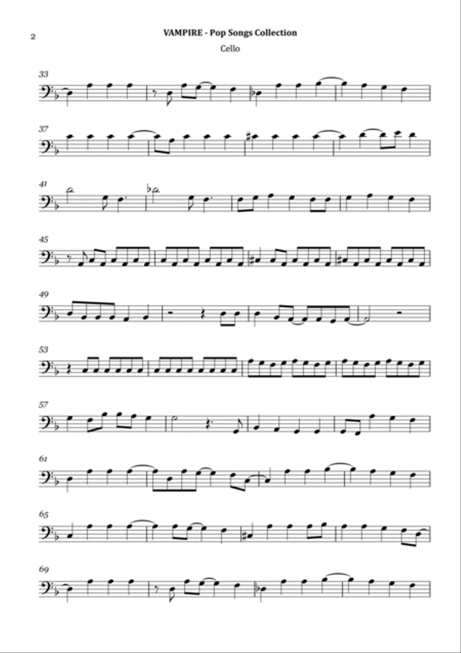 Vampire Cello Solo scores gallery preview page 2
