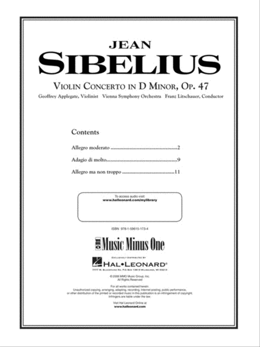 Sibelius - Violin Concerto in D Minor, Op. 47 image number null