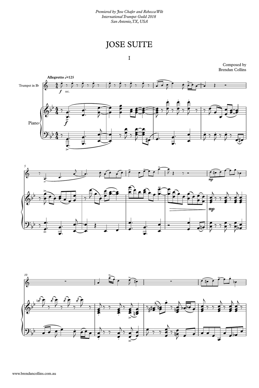 Jose Suite Trumpet Solo scores gallery preview page 1