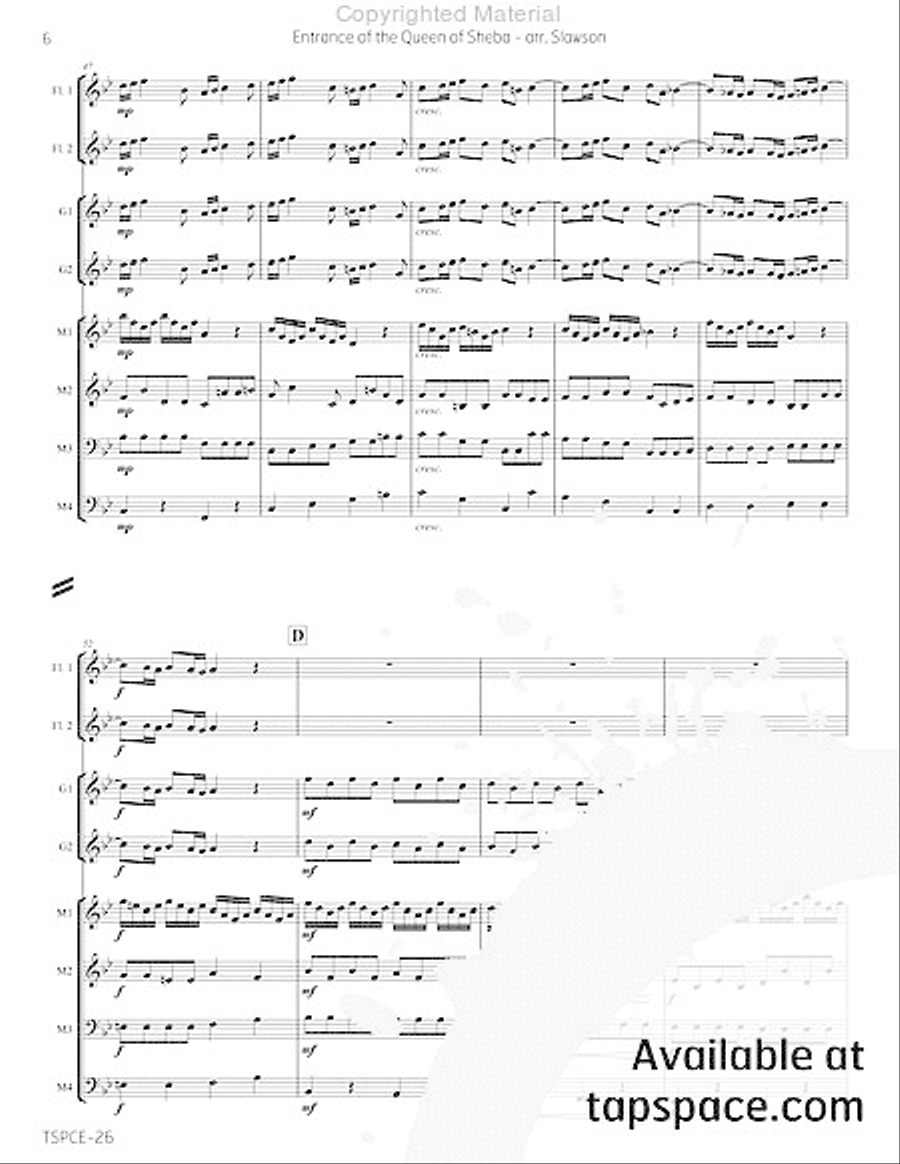 Entrance of the Queen of Sheba Percussion Ensemble scores gallery preview page 11