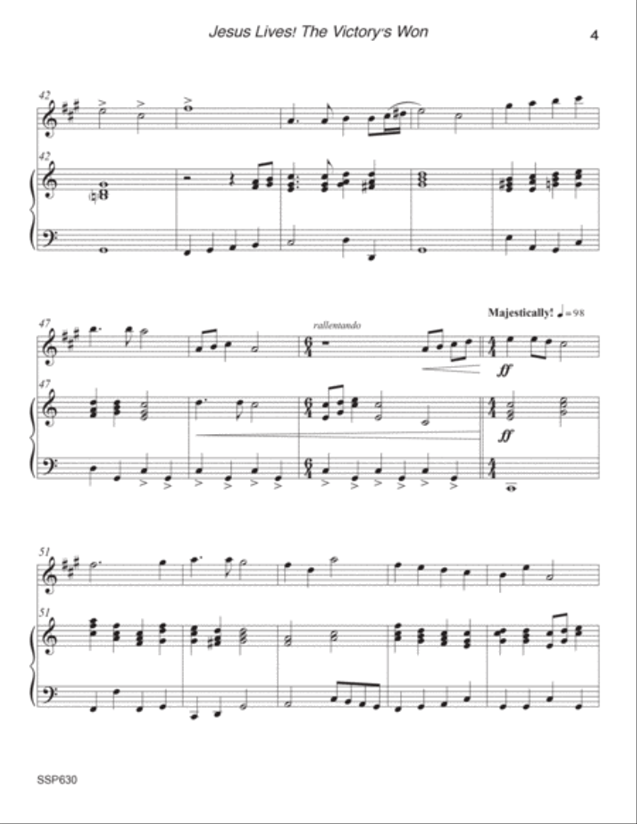 JESUS LIVES! THE VICTORY'S WON - Saxophone Solo with Piano Accompaniment (Grade 3) Alto Saxophone scores gallery preview page 4