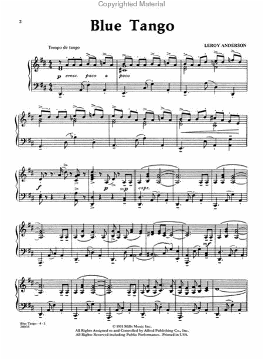 Blue Tango Piano Solo scores gallery preview page 2