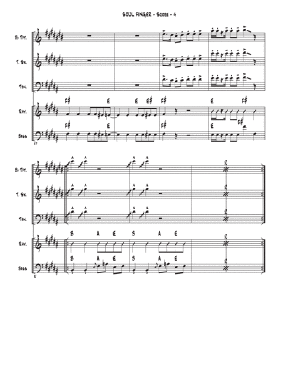 Soul Finger Soul Finger Tenor Saxophone scores gallery preview page 4