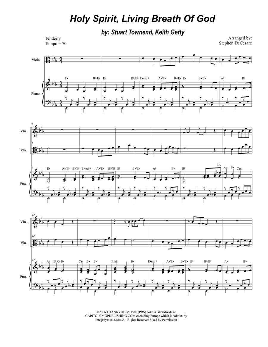 Holy Spirit, Living Breath Of God String Duet scores gallery preview page 1
