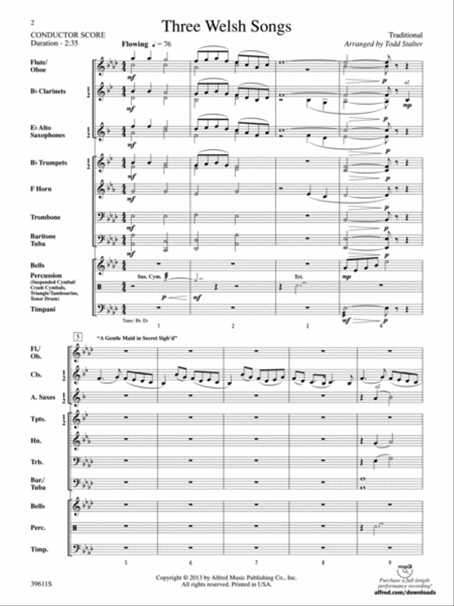 Three Welsh Songs: Score Three Welsh Songs: Score Concert Band scores gallery preview page 2