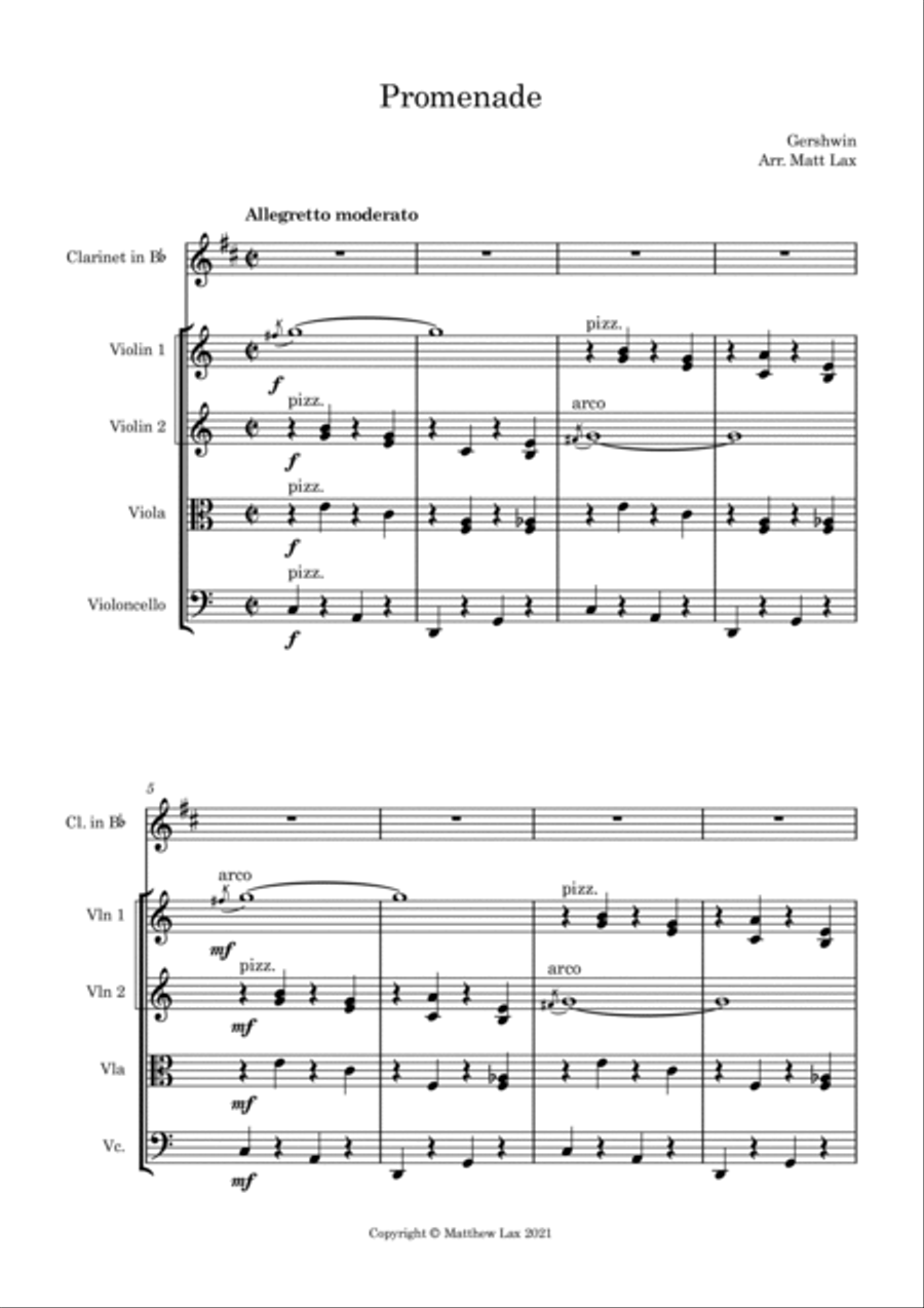 Promenade (Walking the Dog) - Clarinet Quintet Small Ensemble scores gallery preview page 2