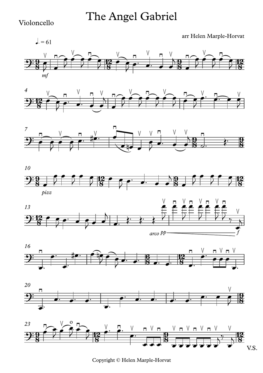 THE ANGEL GABRIEL for STRING QUARTET AND/OR STRING ORCHESTRA String Quartet scores gallery preview page 3