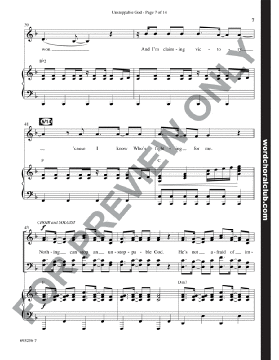 Unstoppable God - Anthem 4-Part scores gallery preview page 8