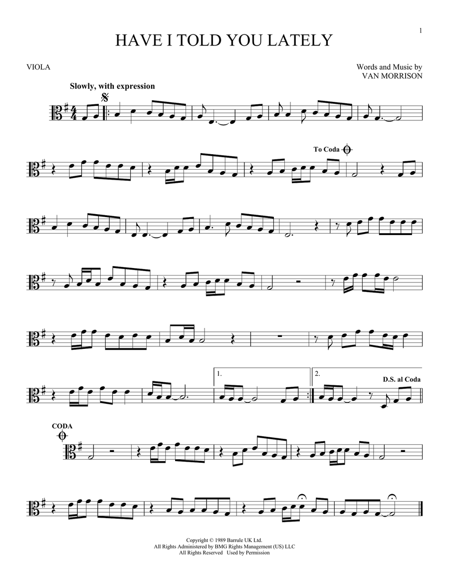 Have I Told You Lately Viola Solo scores gallery preview page 1