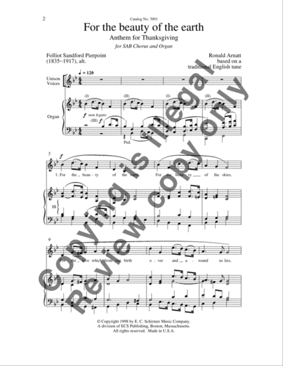For the Beauty of the Earth 3-Part scores gallery preview page 3