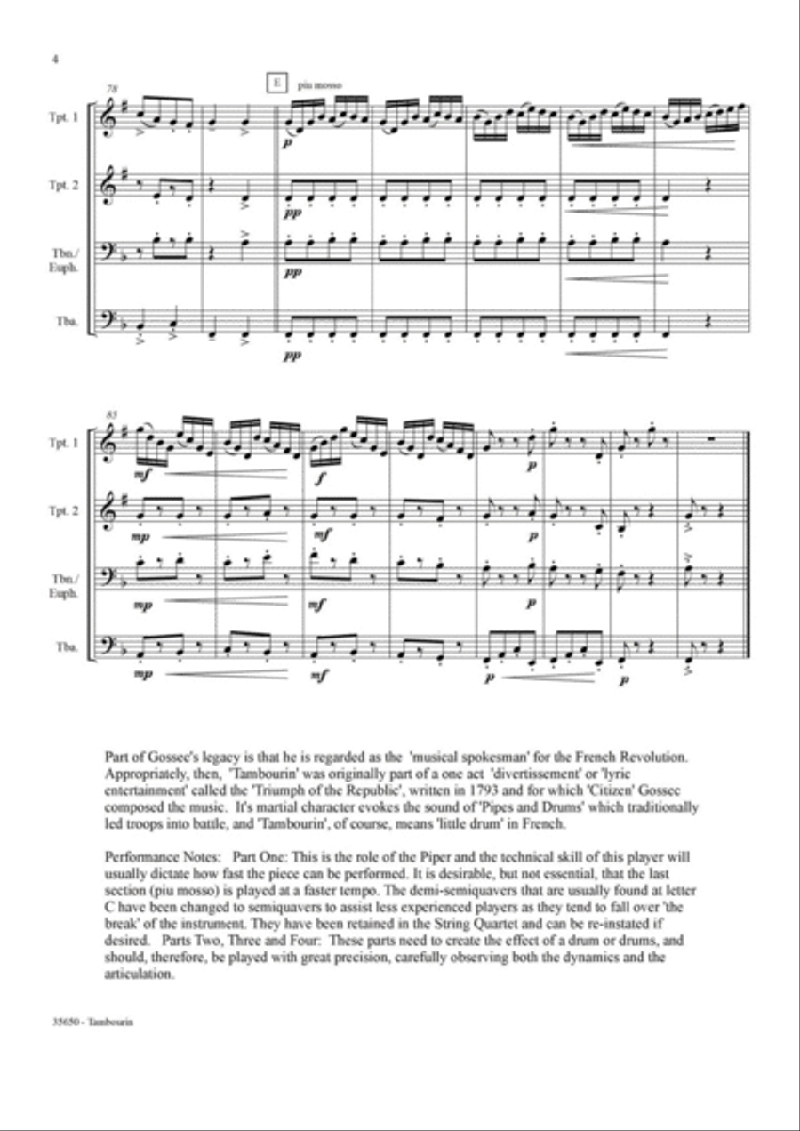 TAMBOURIN – BRASS QUARTET Brass Quartet scores gallery preview page 5