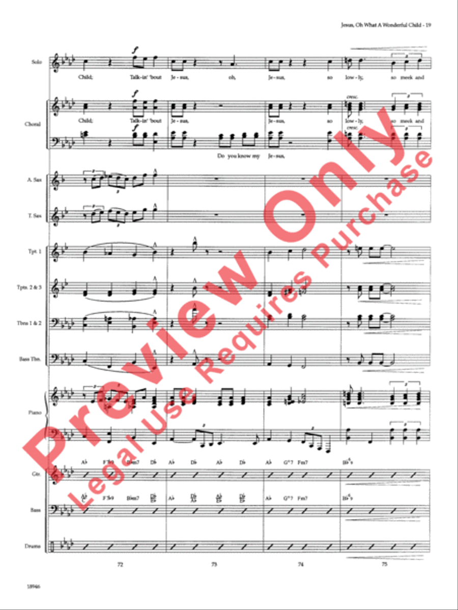Jesus, Oh What a Wonderful Child Choir scores gallery preview page 20