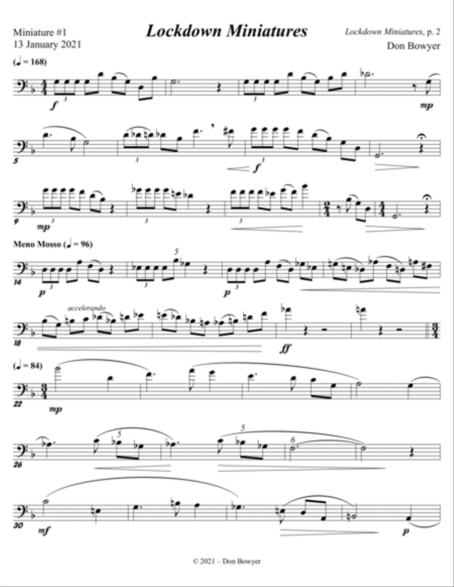 Lockdown Miniatures (Letter size) Trombone Solo scores gallery preview page 2