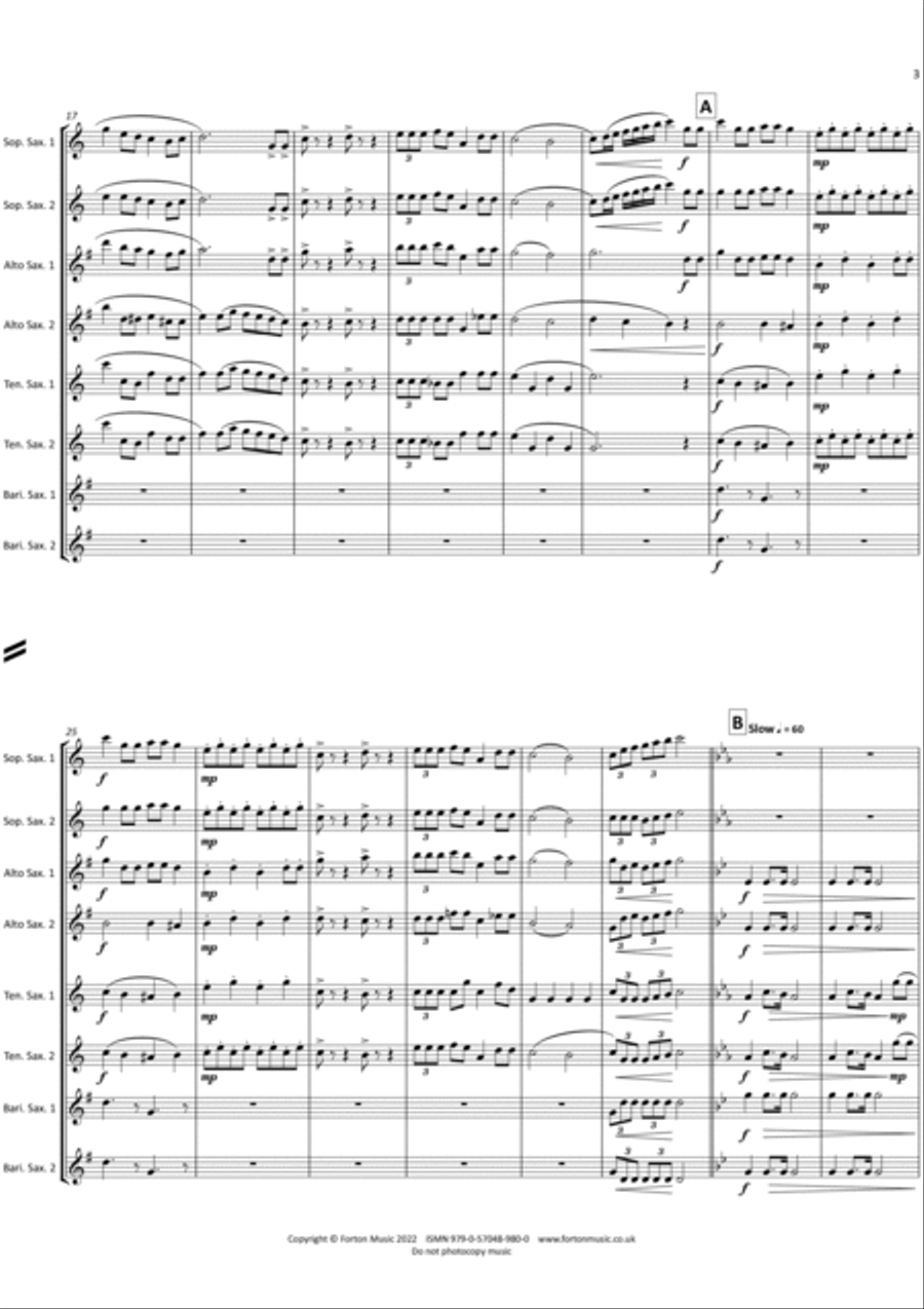 My Grandfather's Clock My Grandfather's Clock Saxophone Ensemble scores gallery preview page 3