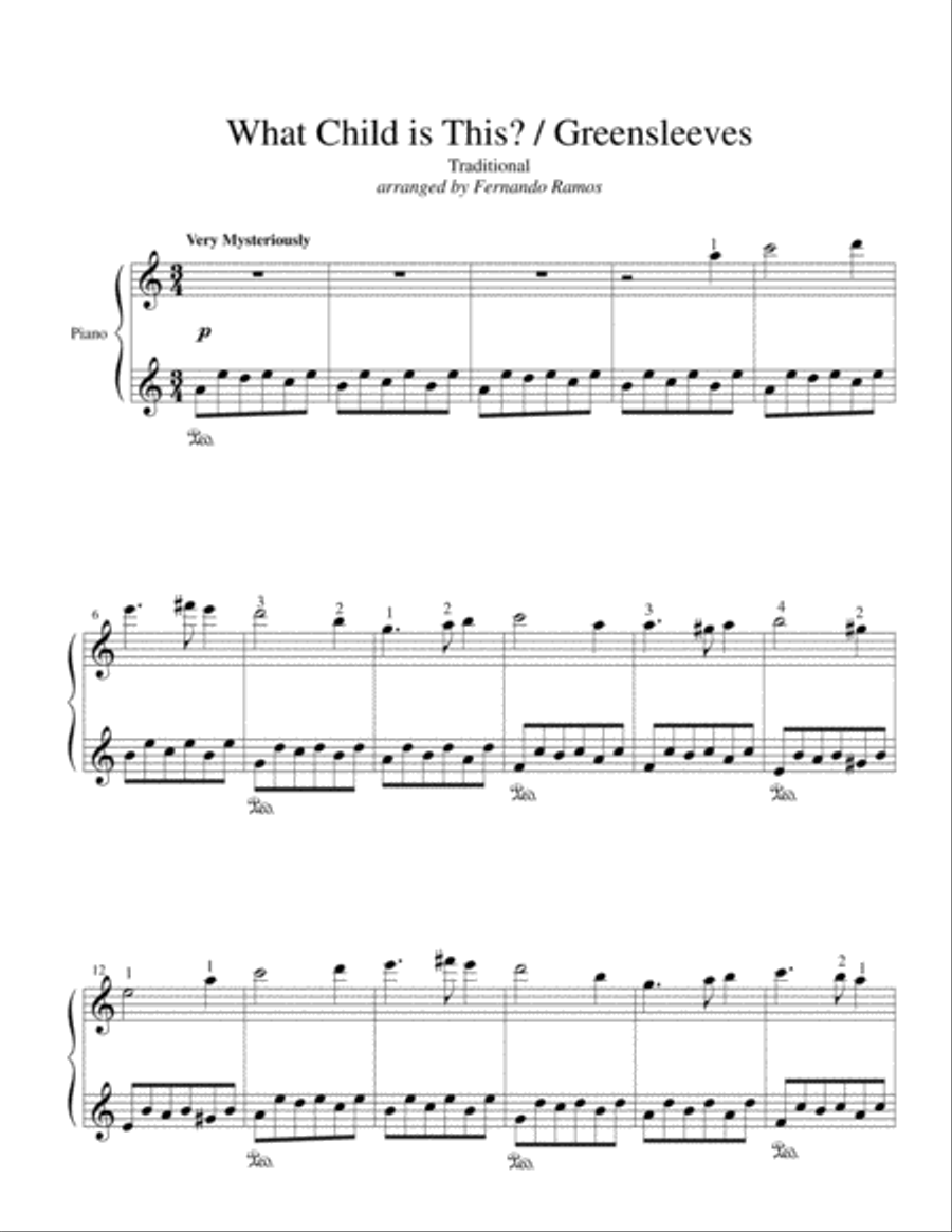 What Child is This / Greensleeves - Early Intermediate Piano Solo Piano Solo scores gallery preview page 1