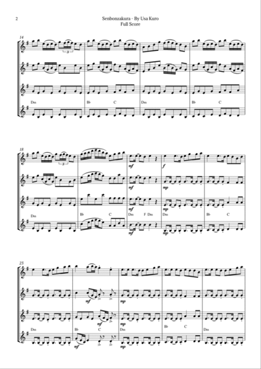 Senbonzakura Saxophone Quartet scores gallery preview page 2