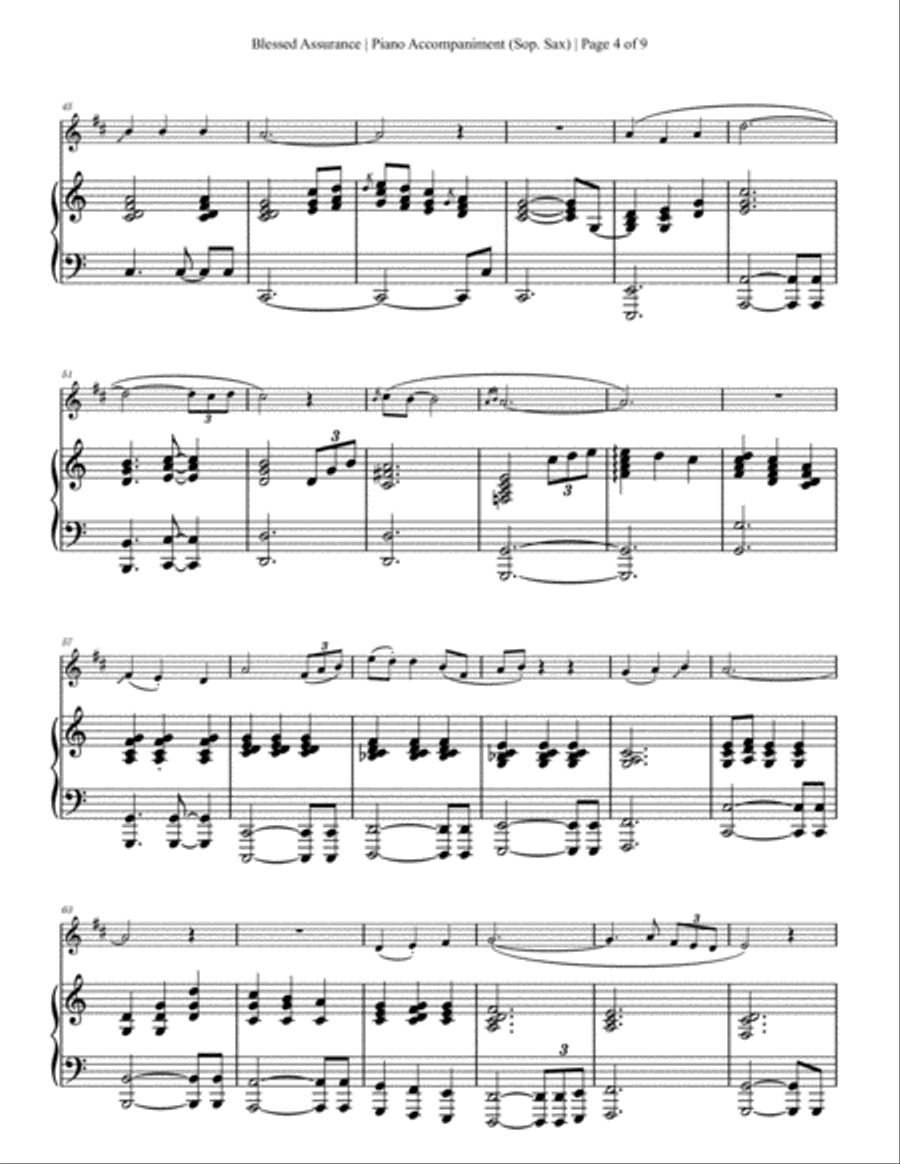 Blessed Assurance - Soprano Saxophone Solo with Piano Accompaniment Soprano Saxophone scores gallery preview page 4