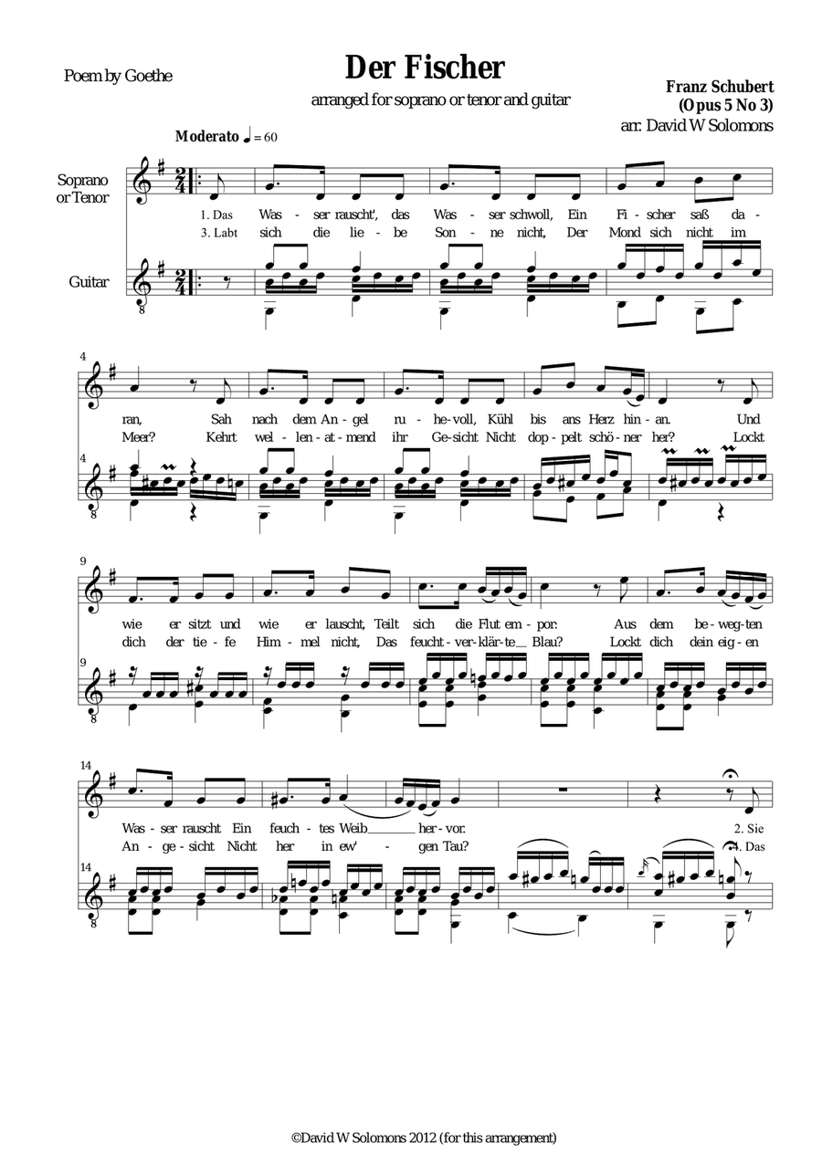 Der Fischer high voice and guitar Acoustic Guitar scores gallery preview page 2