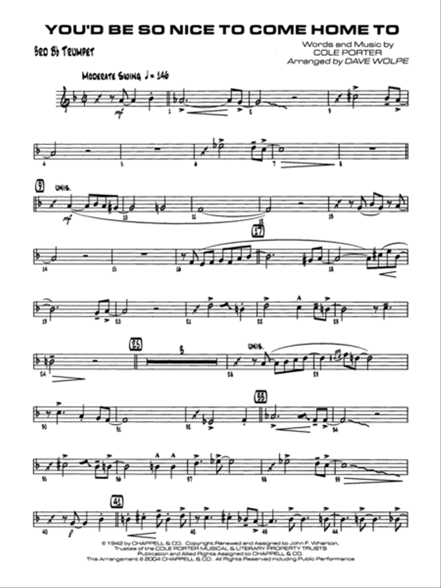 You'd Be So Nice to Come Home To: 3rd B-flat Trumpet Jazz Ensemble scores gallery preview page 1