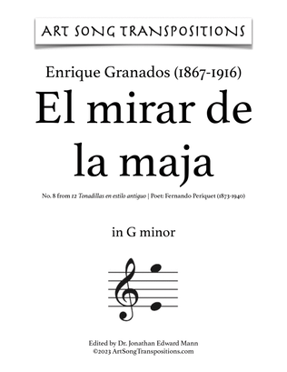 Book cover for GRANADOS: El mirar de la maja (transposed to G minor)