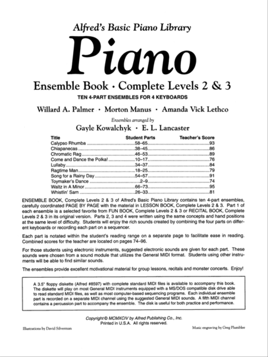 Alfred's Basic Piano Library: Ensemble Book Complete 2 & 3 Piano Method scores gallery preview page 2