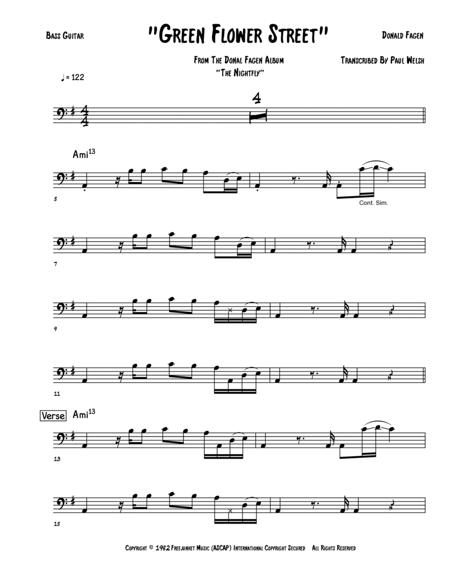 Green Flower Street Green Flower Street Bass Guitar scores gallery preview page 1