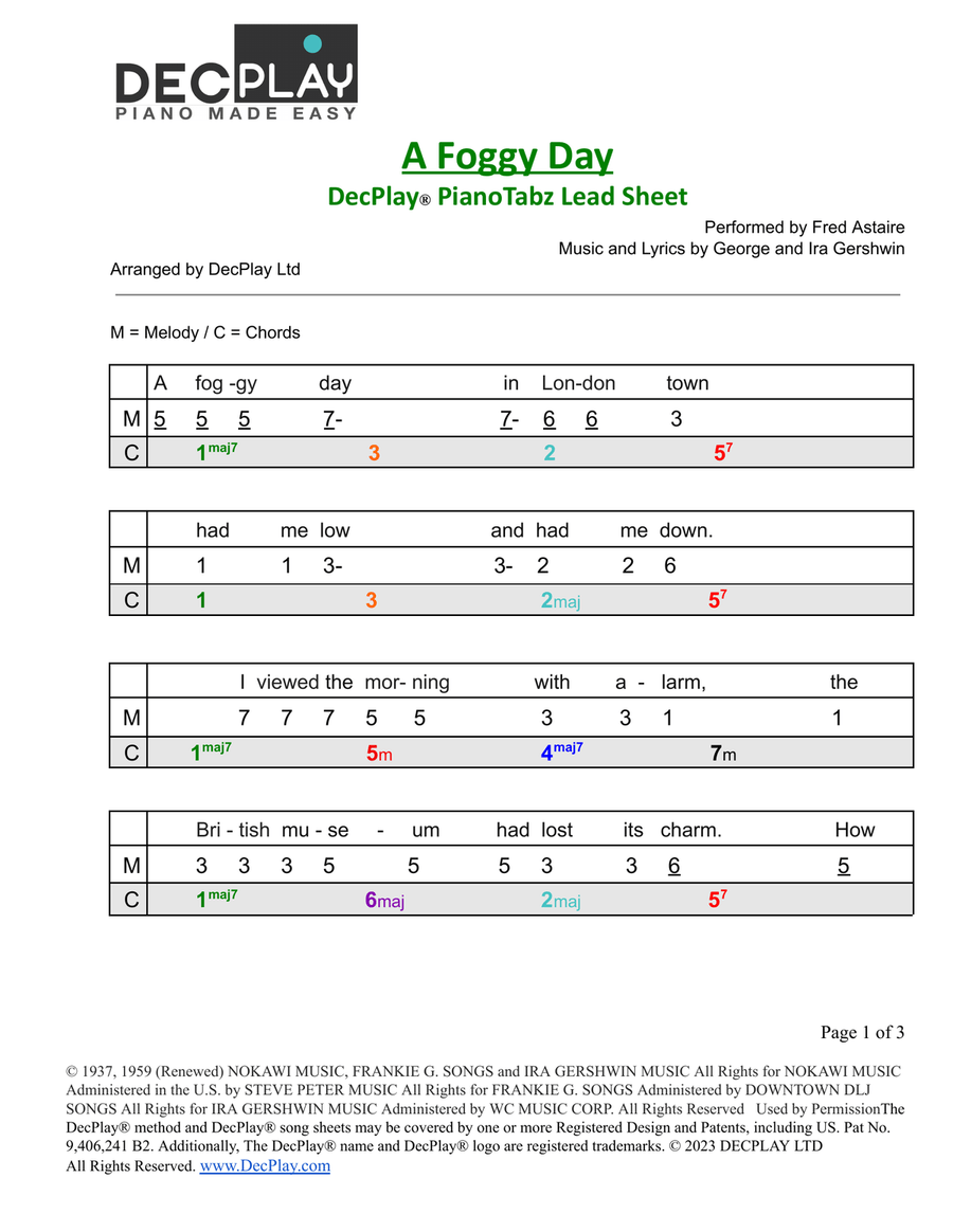 A Foggy Day (In London Town) Easy Piano scores gallery preview page 1