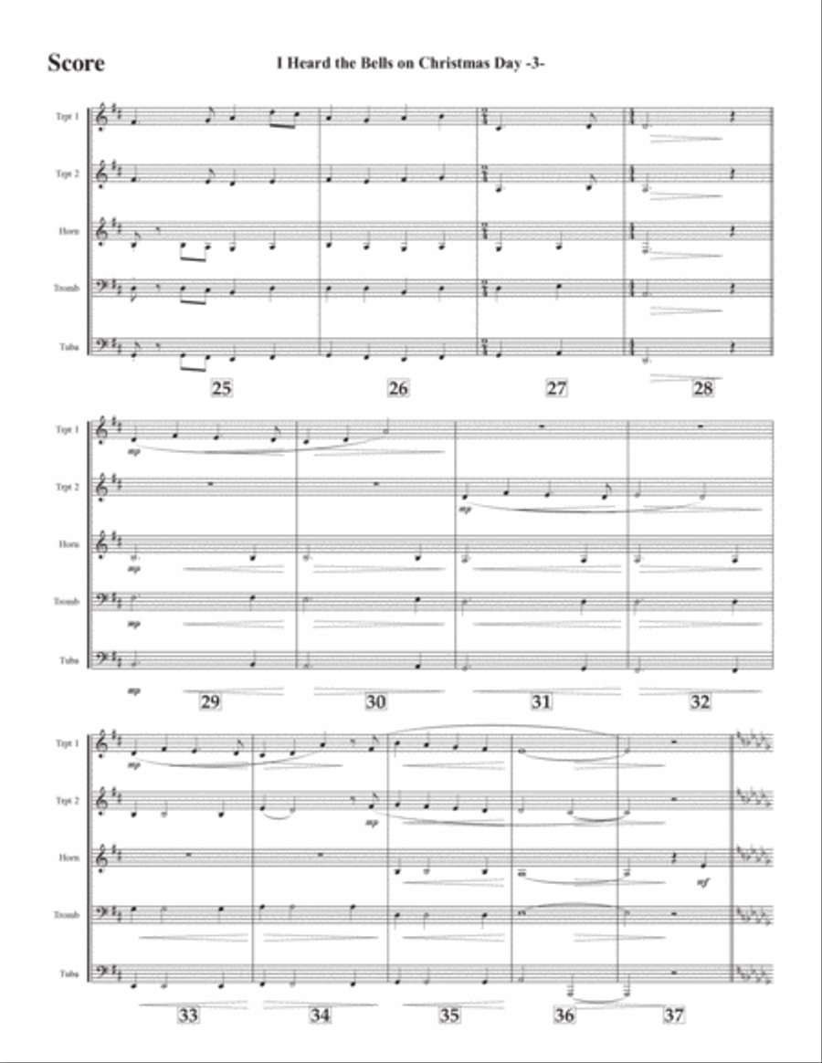 I Heard the Bells on Christmas Day for brass quintet Brass Quintet scores gallery preview page 3