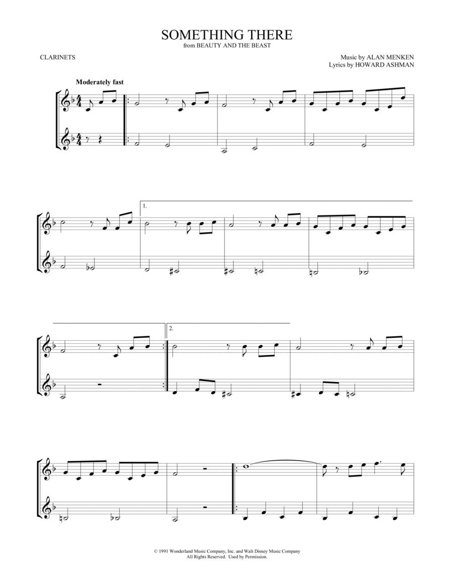 Something There (from Beauty and the Beast) (arr. Mark Phillips) Clarinet Duet scores gallery preview page 1