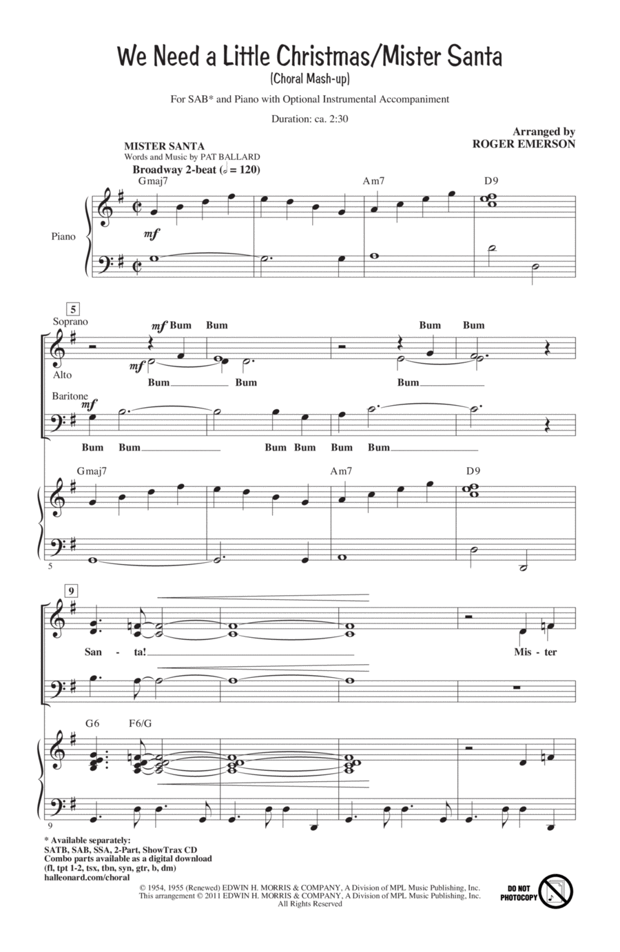 We Need A Little Christmas / Mister Santa 3-Part scores gallery preview page 1