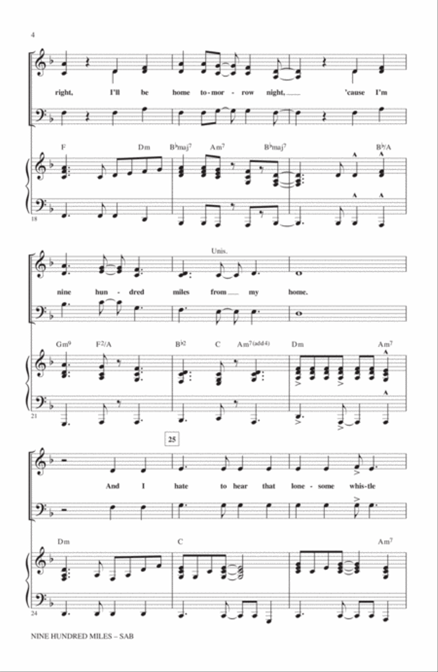 Nine Hundred Miles 3-Part scores gallery preview page 3