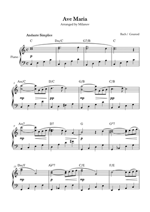 Ave Maria Bach Gounod in C E Intermediate Piano Chord