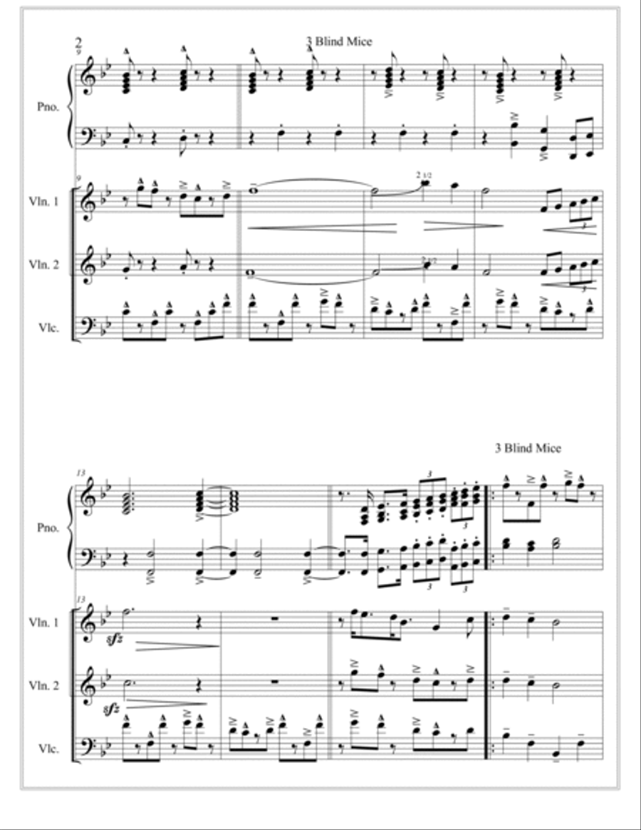 Three Blind Mice + 1 Piano Trio scores gallery preview page 2
