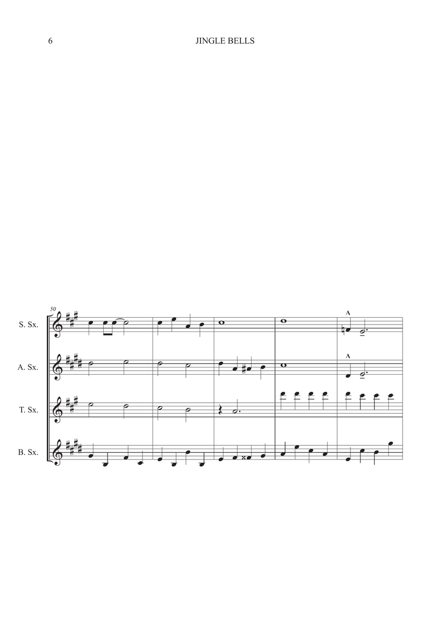 Jingle Bells for Saxophone Quartet SATB Saxophone Quartet scores gallery preview page 6