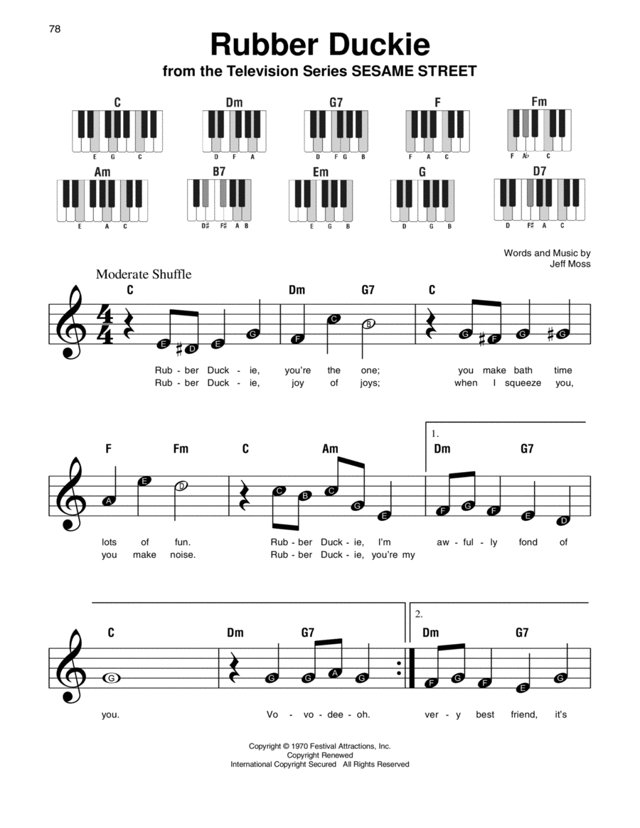 Rubber Duckie Rubber Duckie Easy Piano scores gallery preview page 1