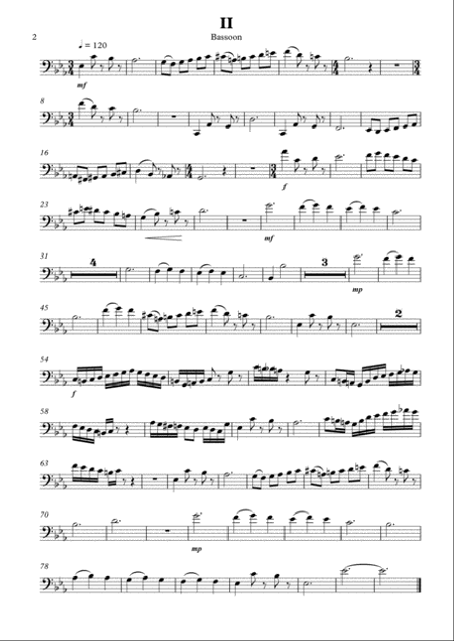 Sonatina for Bassoon and Piano Bassoon Solo scores gallery preview page 2