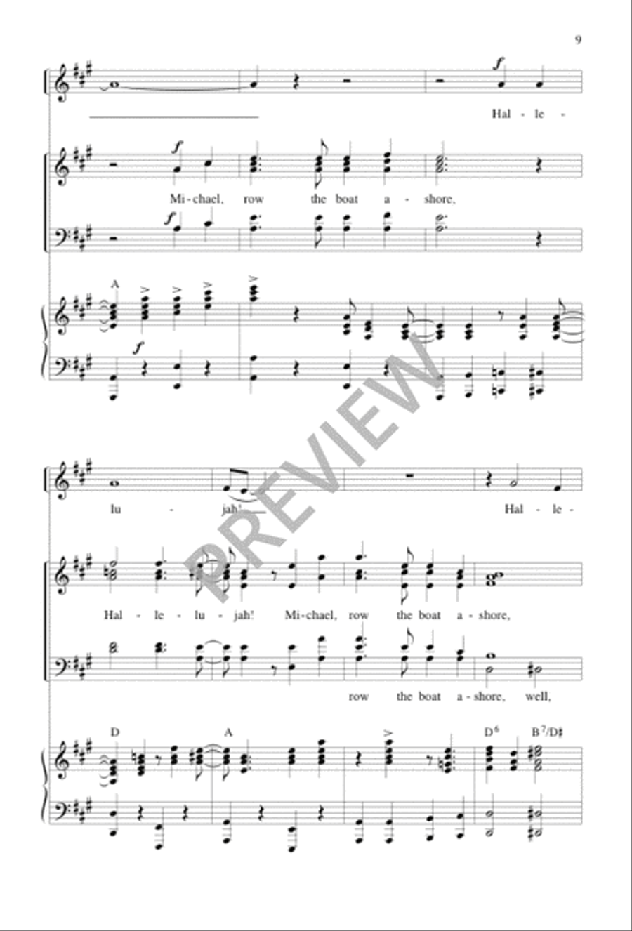 Michael, Row the Boat Ashore 4-Part scores gallery preview page 9