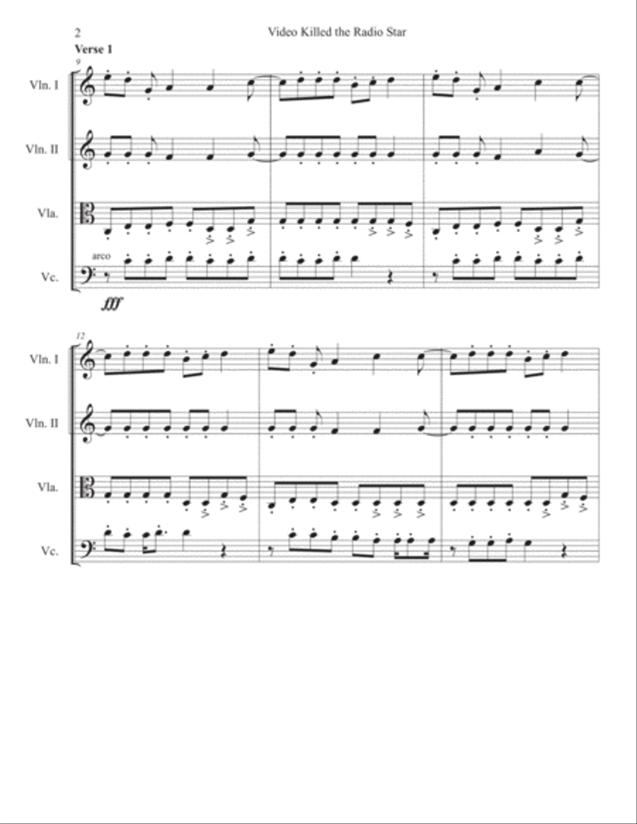 Video Killed The Radio Star String Quartet scores gallery preview page 2